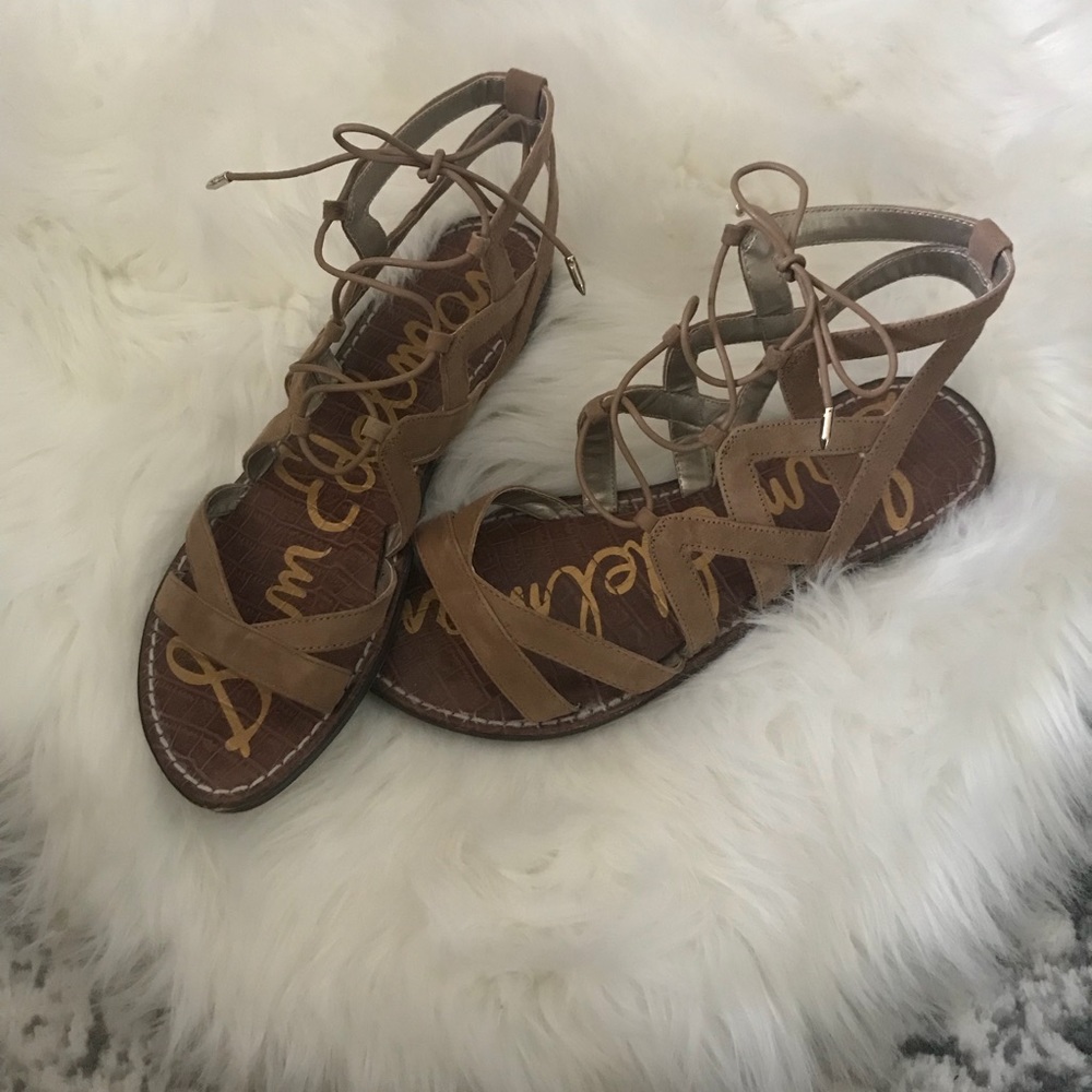 Sam Edelman Suede tan strap gladiator lace sandal